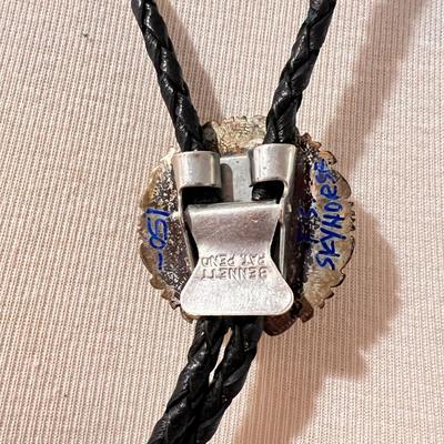 Eddy Chaco Navajo Turquoise, Silver & Braided Leather Bolero