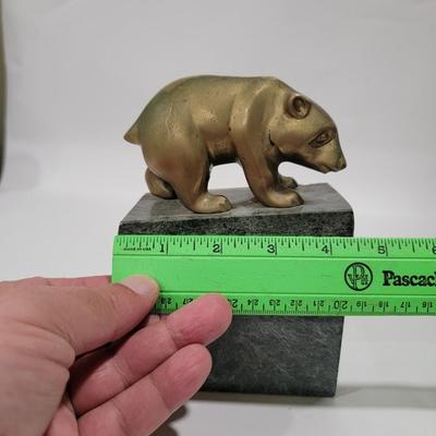 Vintage Gatco Solid Brass Bear, Bull statuary book ends