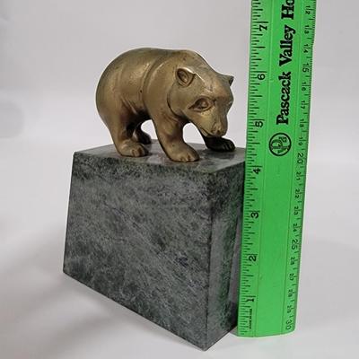 Vintage Gatco Solid Brass Bear, Bull statuary book ends