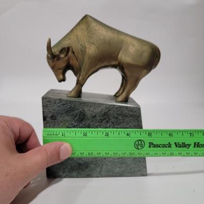 Vintage Gatco Solid Brass Bear, Bull statuary book ends