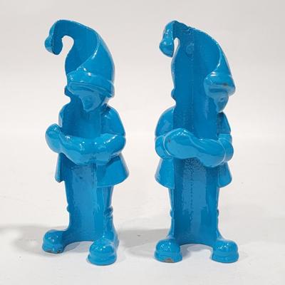 1970s Blue Elf Cast Iron Candle Huggers