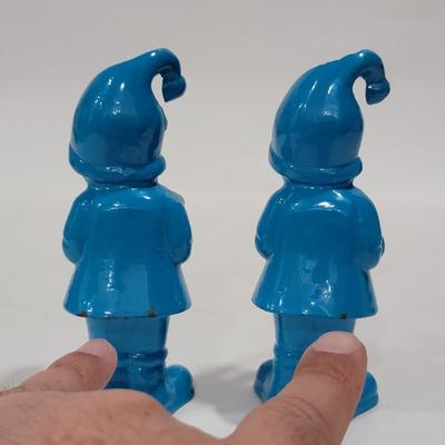 1970s Blue Elf Cast Iron Candle Huggers