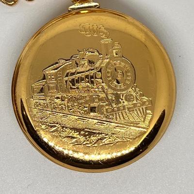 Vintage Westclox Engraved Train Pocket Watch & â€œOriginal By Robertâ€ Brooch
