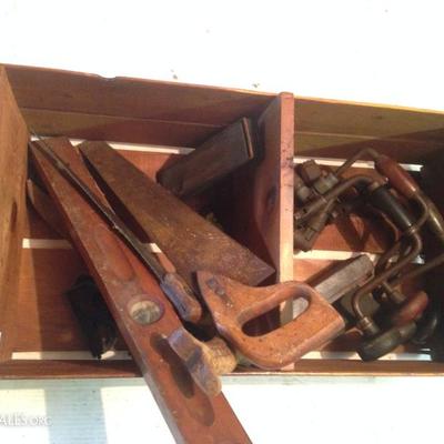 Antique Hand Tools and Crate