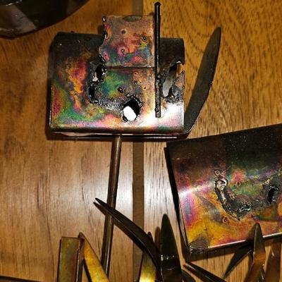 Rare Find! Curtis Jere Style Vintage Brass wall hanging depicting a fence MCM