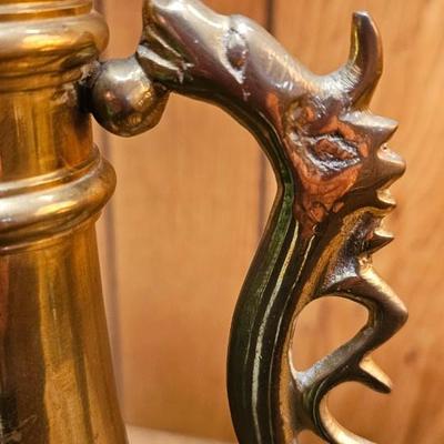 Vintage Brass vase with Dragon Handles