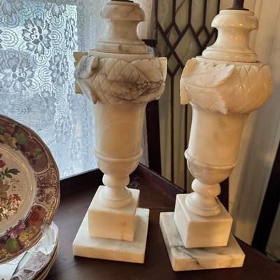 1500 Pair of Antique Alabaster Lamps