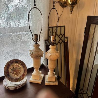 1500 Pair of Antique Alabaster Lamps