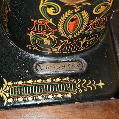 Antique Treadle Singer Sewing Machine Model 66 Red Eye