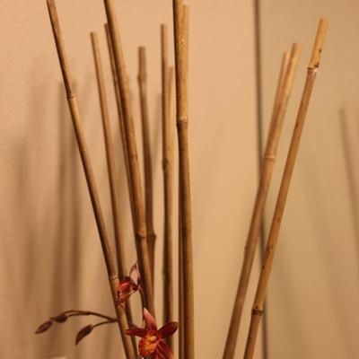 Pottery Vase and Bamboo Decor
