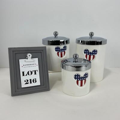 -216- KITCHEN | American Flag Mickey Mouse Canister Set