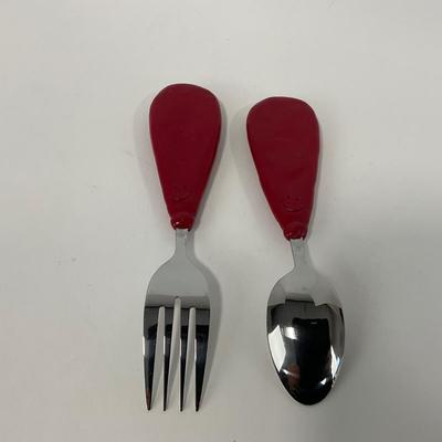 -217- KITCHEN | Mickey Mouse Handmade Spoon & Fork With Tray | Embroidered Mickey Mouse Napkins