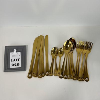 -220- KITCHEN | Mickey Mouse 23 Piece Gold Tone Silverware