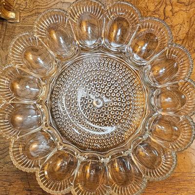 Vintage Hobnail glass Egg Plate