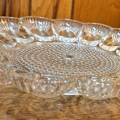 Vintage Hobnail glass Egg Plate