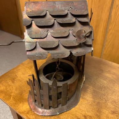 Vintage Copper Sheet Metal Table Sculpture, Wishing Well