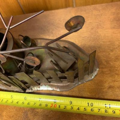 Vintage Copper Sheet Metal Table Sculpture, Wishing Well