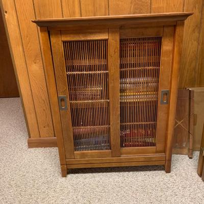 wood cabinet with sliding doors