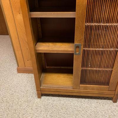 wood cabinet with sliding doors