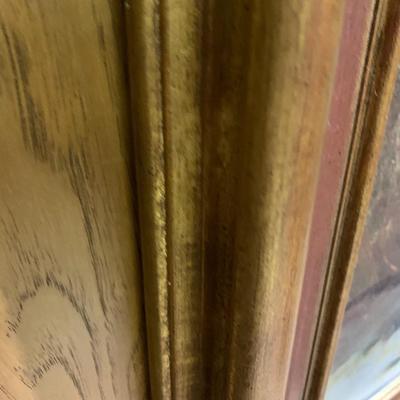 Large Mums, Oak Leaves flower textured print in beveled wood frame