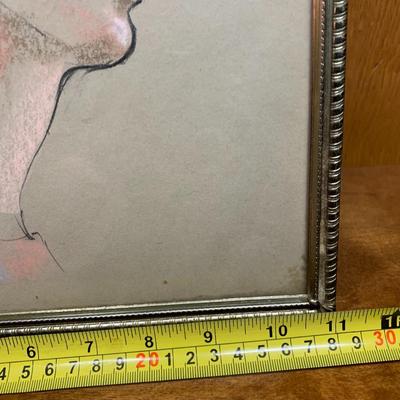 Original Pastel drawing of profile of a woman MCM