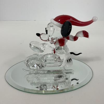 -230- HOLIDAY | Walt Disney World Mickey Mouse Santa Hat Glass Figure