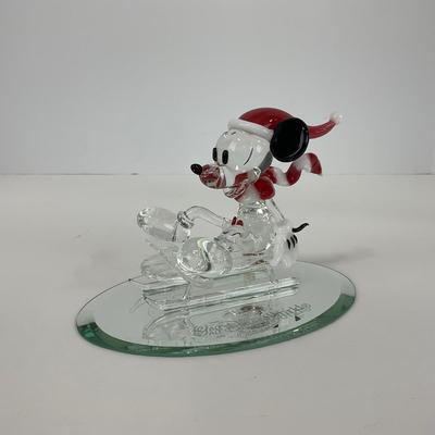 -230- HOLIDAY | Walt Disney World Mickey Mouse Santa Hat Glass Figure