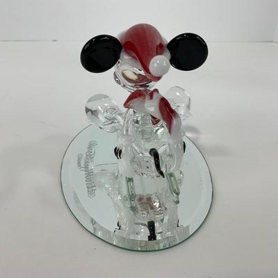-230- HOLIDAY | Walt Disney World Mickey Mouse Santa Hat Glass Figure