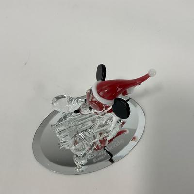 -230- HOLIDAY | Walt Disney World Mickey Mouse Santa Hat Glass Figure