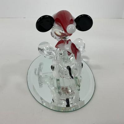 -230- HOLIDAY | Walt Disney World Mickey Mouse Santa Hat Glass Figure