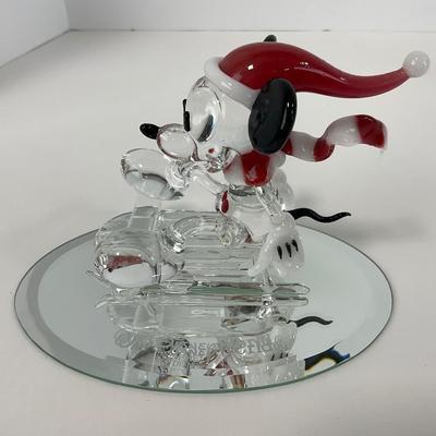 -230- HOLIDAY | Walt Disney World Mickey Mouse Santa Hat Glass Figure
