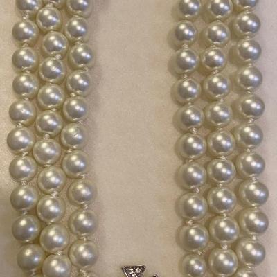 Three row Pearl relief Saturn choker - 15â€