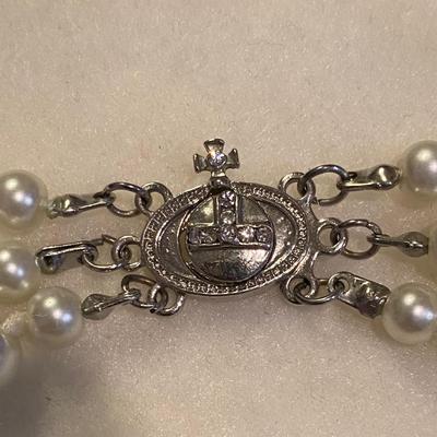 Three row Pearl relief Saturn choker - 15â€