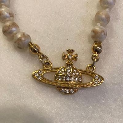 Single strand faux pearl orb choker - 15â€