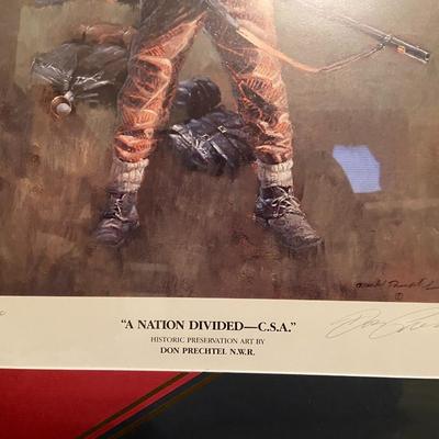 A Nation Divided Framed Civil War Print Set; Signed Don Prechtel and Numbered