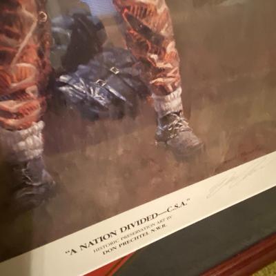 A Nation Divided Framed Civil War Print Set; Signed Don Prechtel and Numbered