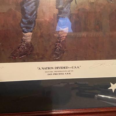 A Nation Divided Framed Civil War Print Set; Signed Don Prechtel and Numbered