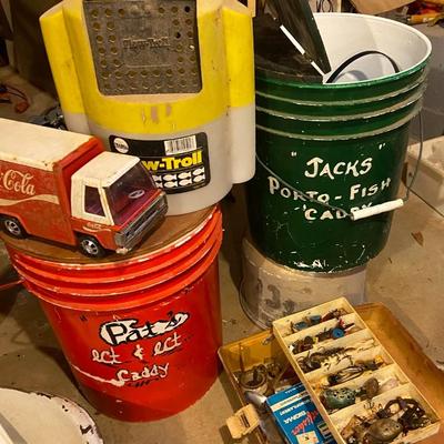 Fishing Tackle and Bucket Lot