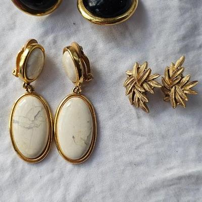 3 pairs of vintage Clip on earrings, one is Trifari