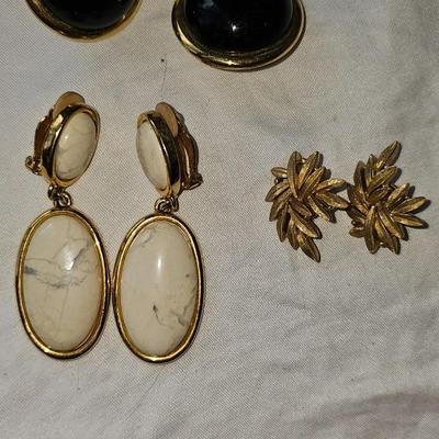 3 pairs of vintage Clip on earrings, one is Trifari