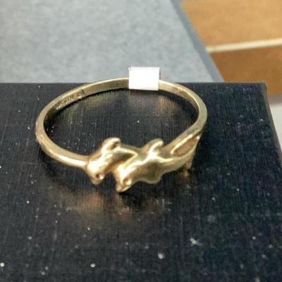 10kt Gold Double Dolphin Ring (Size 10)