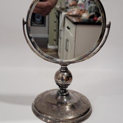 Antique Victorian Derby Silver co. chased / etched vanity mirror stand