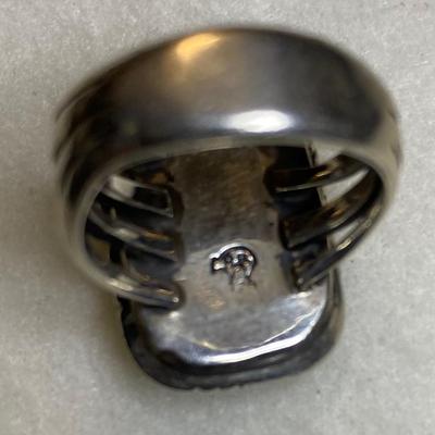Sterling silver and Turquoise ring with bear hallmark. Size 6.5