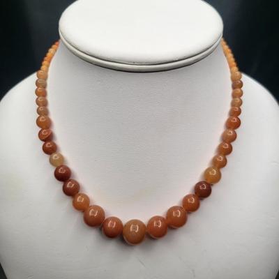 Orange Quartz Graduated Bead Necklace