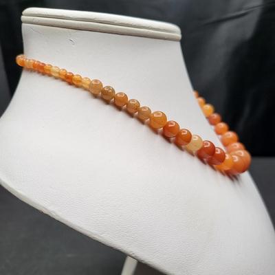 Orange Quartz Graduated Bead Necklace