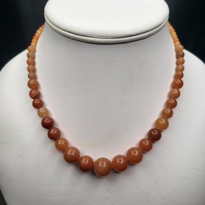 Orange Quartz Graduated Bead Necklace