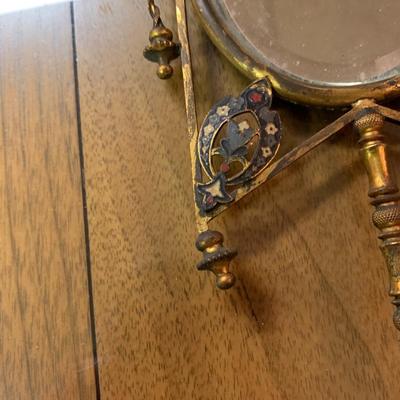 Vintage hand or wall mirror Beveled, Geometric, intricate design