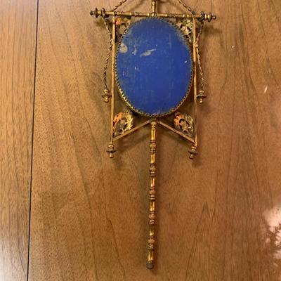 Vintage hand or wall mirror Beveled, Geometric, intricate design