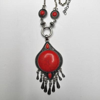 Reddish-corral Colored Stone Necklace