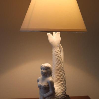 White Ceramic Mermaid Lamp